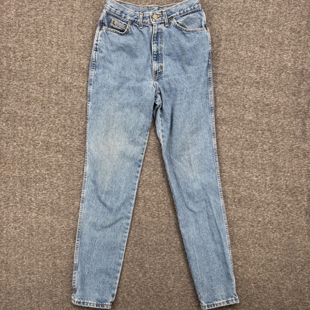 Vintage Chic High Waisted Tapered Leg Jeans Medium Wash Blue Denim Women size 11